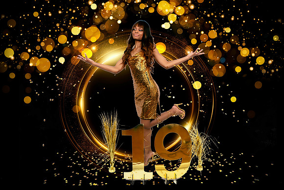 Gold Circle, & Light Digital Backdrop - 2