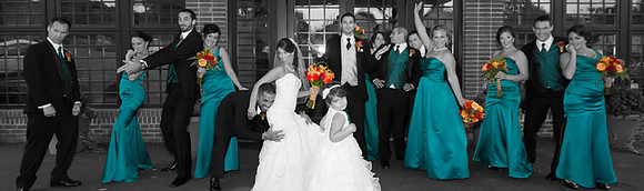 Wedding Party with Color Splash